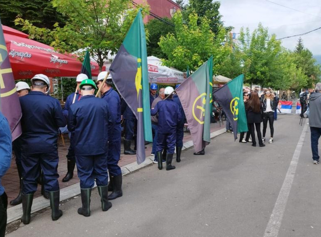 Rudari Trepče na protestu u Zvečanu