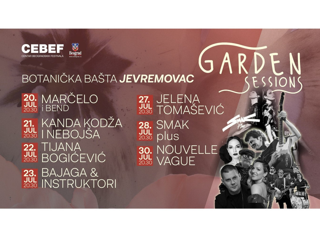 Serija koncerata “Garden Sessions” od 20. do 30. jula u Botaničkoj bašti