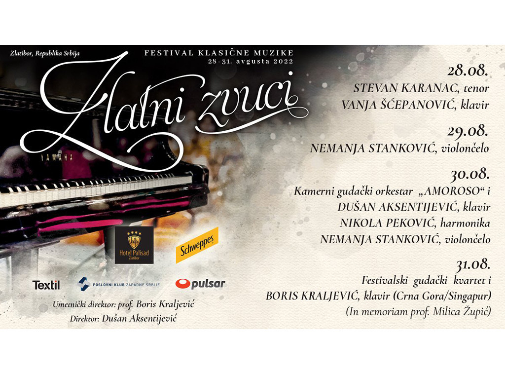 Festival klasične muzike "Zlatni zvuci" bibće održan od 26. do 30. avgusta na Zlatiboru