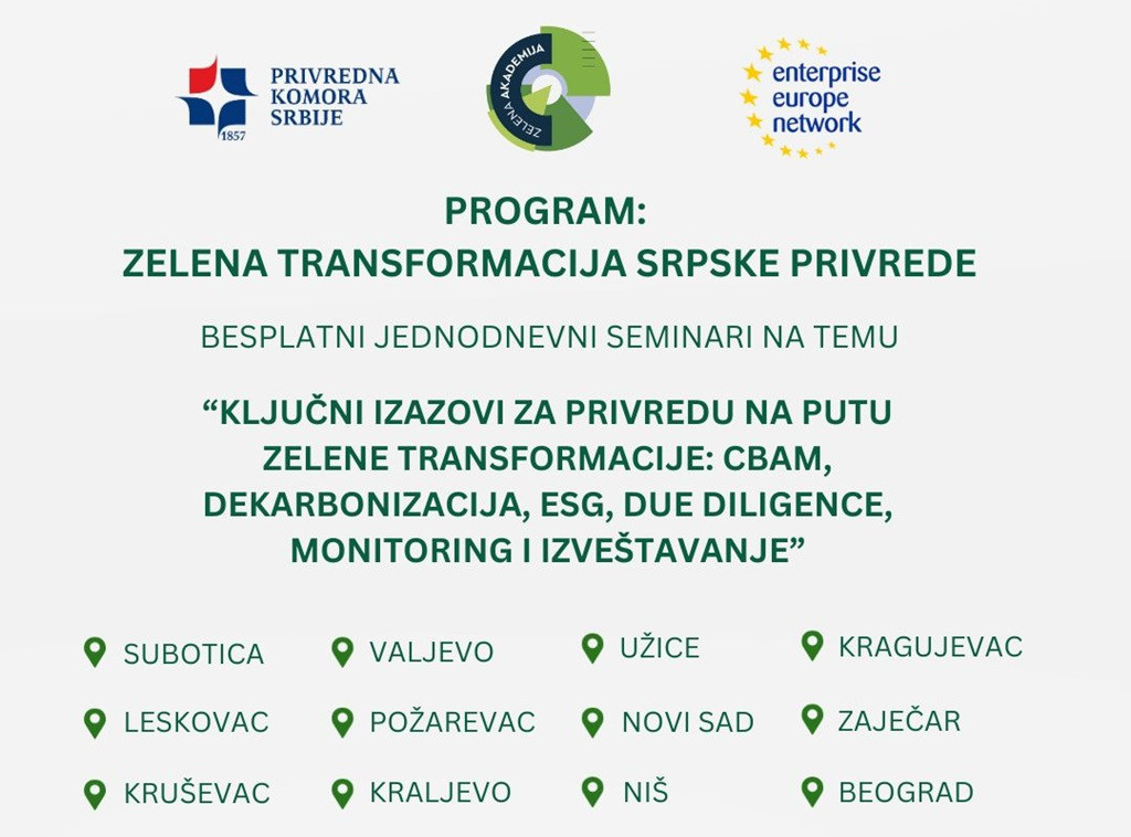 PKS poziva privrednike da prisustvuju seminarima na temu zelene transformacije