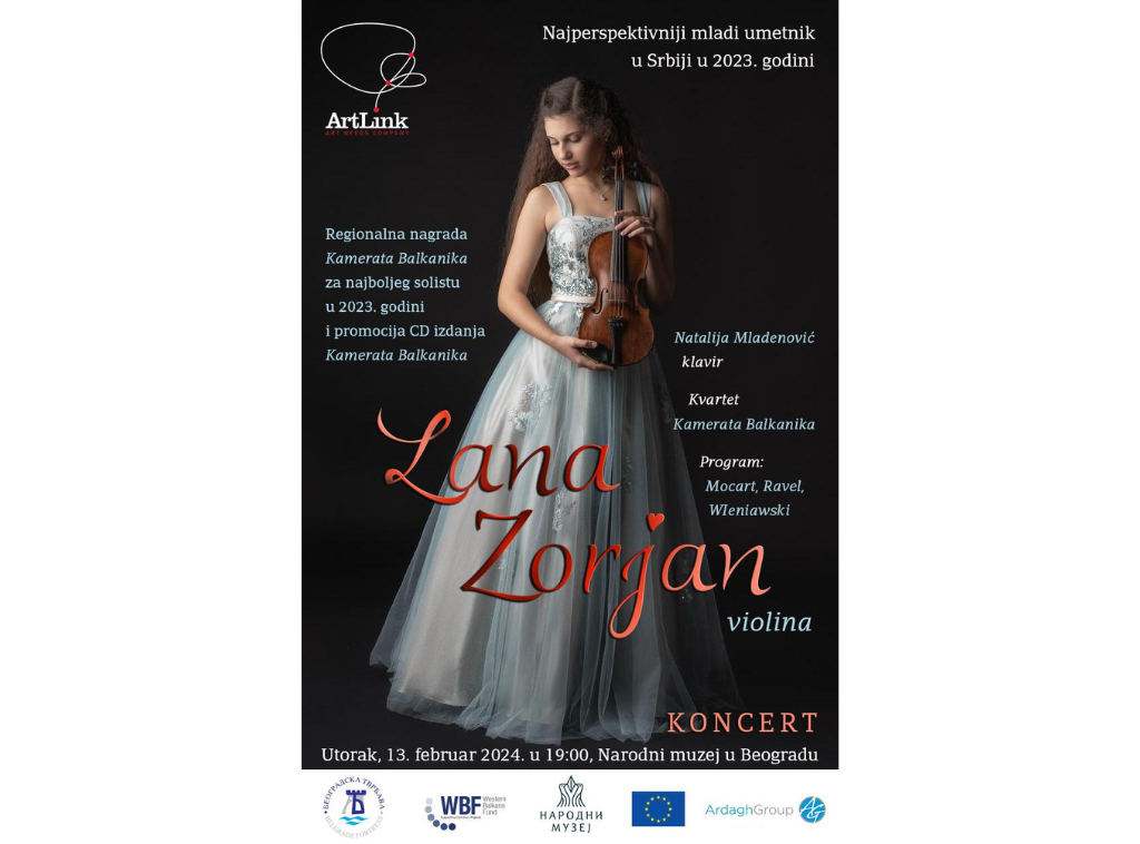 Violinistkinja Lana Zorjan 13. februara nastupa u Narodnom muzeju