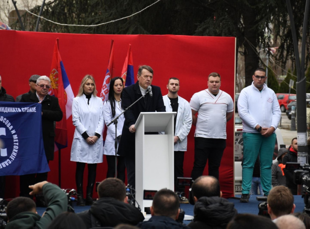 Serbs gather at protest rally in northern Kosovska Mitrovica