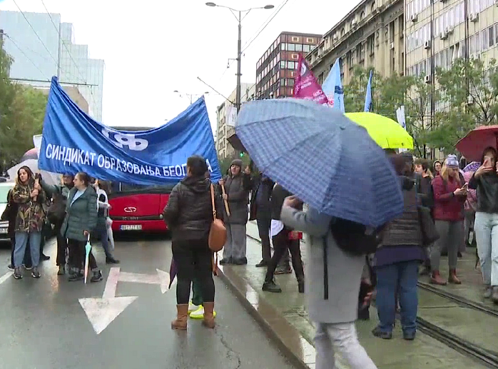 Završen protestni skup prosvetnih radnika u Beogradu, saobraćaj u Nemanjinoj normalizovan